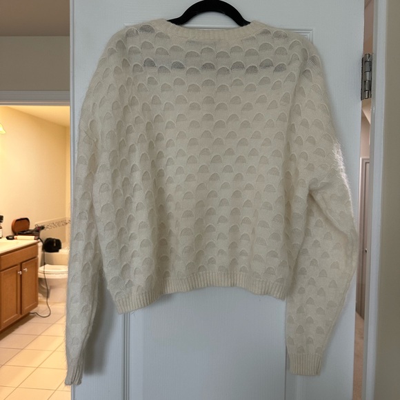 Zara Wool and Alpaca Blend Disc Knit Cardigan in Ecru - Picture 9 of 14